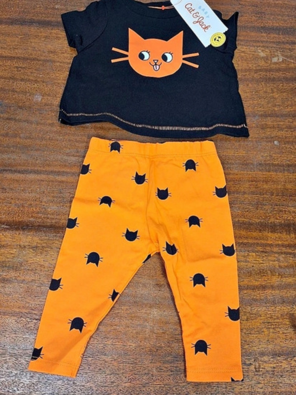 Cat & Jack Baby Halloween Cat Graphic Tee and Leggings 2-Piece Set 0-3M